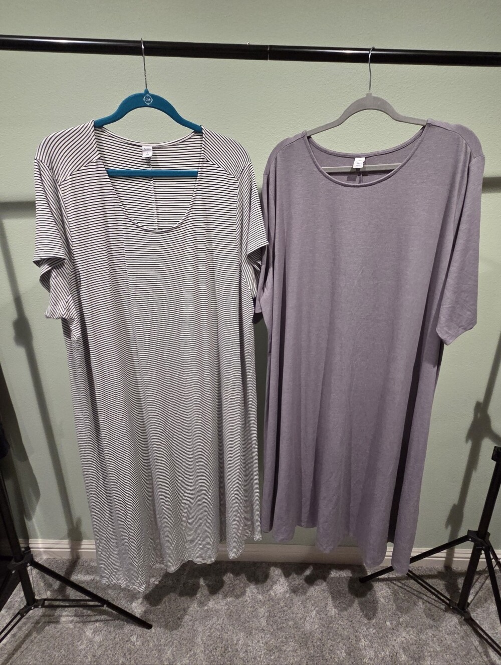 Old Navey Striped and Solid Scoop Neck T-Shirt Dresses Womans 4xl Dress Bundle